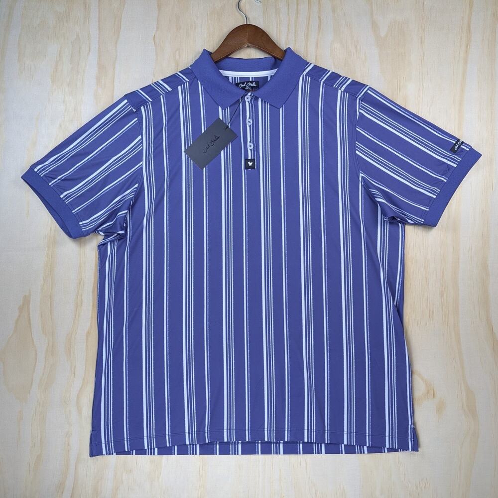 Bad Birdie Men's XXL Golf Polo Shirt Cobalt Blue Striped Winning Streak NWT